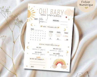 Carte Pronostics bébé • Naissance • babyshower • Gender reveal