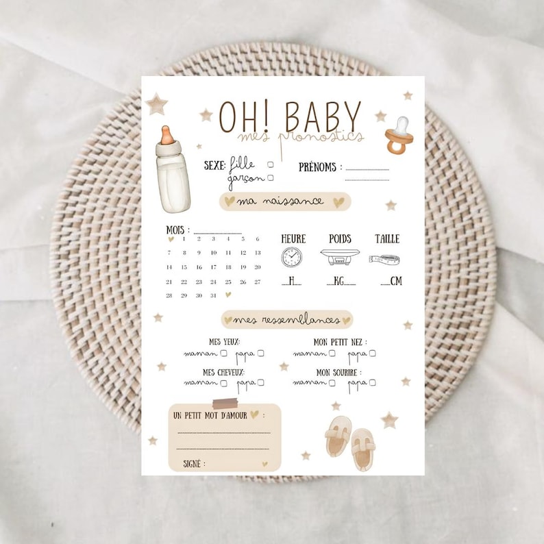 Cartes pronostics bébé • Naissance • baby shower • Gender reveal image 2