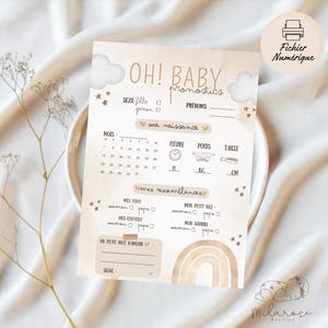 Carte Pronostics bébé • Naissance • babyshower • Gender reveal