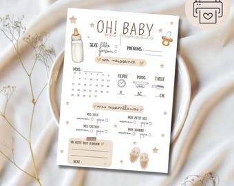 Cartes pronostics bébé • Naissance • baby shower • Gender reveal