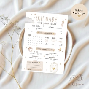 Carte Pronostics bébé • Naissance • babyshower • Gender reveal