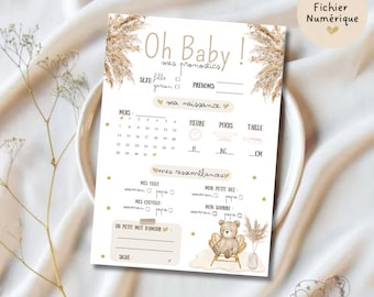 Carte Pronostics bébé • Naissance • babyshower • Gender reveal