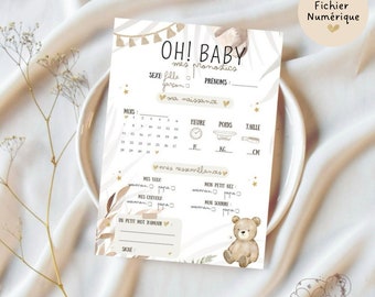 Carte pronostics bébé • Naissance • baby shower • Gender reveal