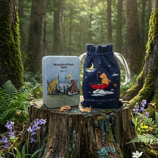 Minimazo de Tarot Sabiduría de Pooh / Tarot de tamaño viaje en una lata coleccionable / Whimsigoth / Cottagecore / Clásico Winnie the Pooh
