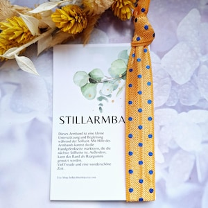 Stillarmband, ein Hairtie-Armband als Stillbegleitung, Orange mit blauen Punkten - Geschenk Idee zur Geburt für die werdende Mama
