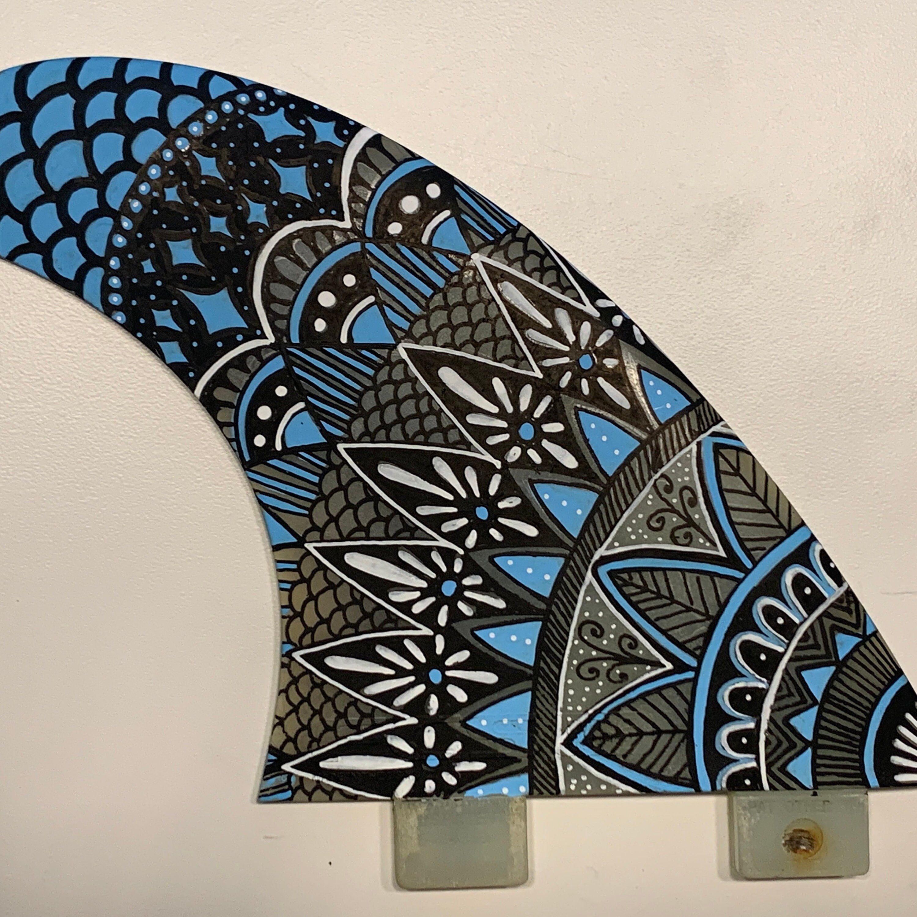 Blue Mandala Hand painted Surfboard Fin Etsy