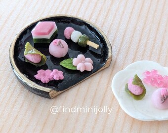 Miniature Japanese Sweets 1:12, Sakura Wagashi, Miniature Food, Fridge Magnet, Dollhouse Food, Doll House Collection, 1/12 Dollhouse Food