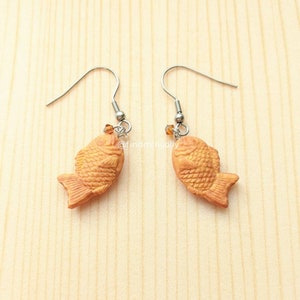 Japanese Taiyaki Earrings, Miniature Food Earrings, Clay Earring, Gift for Her, Miniature Food Jewelry, Food Jewellery, Stainless Steal Hook