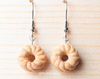 Honey Cruller Donut Earrings, Miniature Food Earrings, Polymer Clay Earrings, Miniature Food Jewelry, Girls Earrings, Tiny Food Earrings