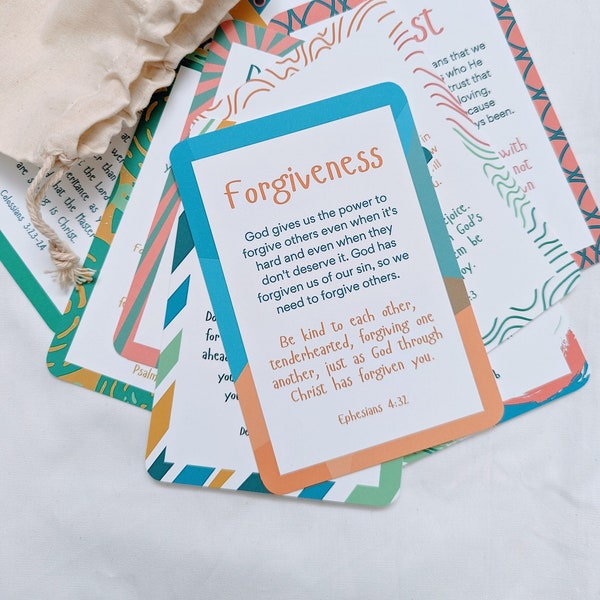 Printed Scripture Cards for Kids - Biblical Virtues - Character Cards