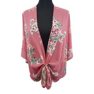 Chiffon Shawl Floral Evening Dress Wrap Cover Up Shrug Sheer Chiffon Cape with Scarf Ring Accessory Set Gift for Her (Pink Summer)