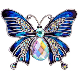 Butterfly Scarf Ring & Gift Box Fashion Ornament Brooch for Women Scarf Holder Accessory Buckle Rhinestone Jewelry for Scarf Gift for Her