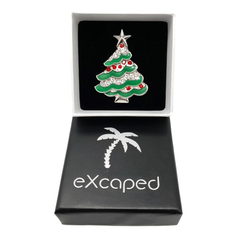 Rhinestone Jewelry for Scarf Gift for Her Fashion Ornament Brooch for Women Scarf Accessory Buckle Xmas Tree Triple Scarf Ring /&Gift Box