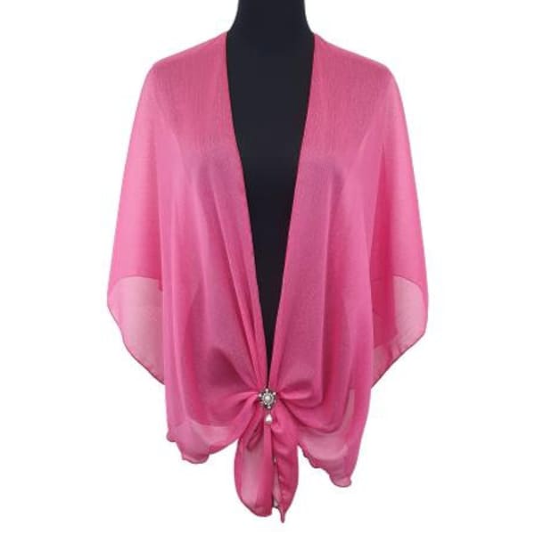 Sparkle Evening Dress Shawl Wrap.  Simmer Chiffon Cape and Scarf Ring Set (Hot Pink) by eXcaped