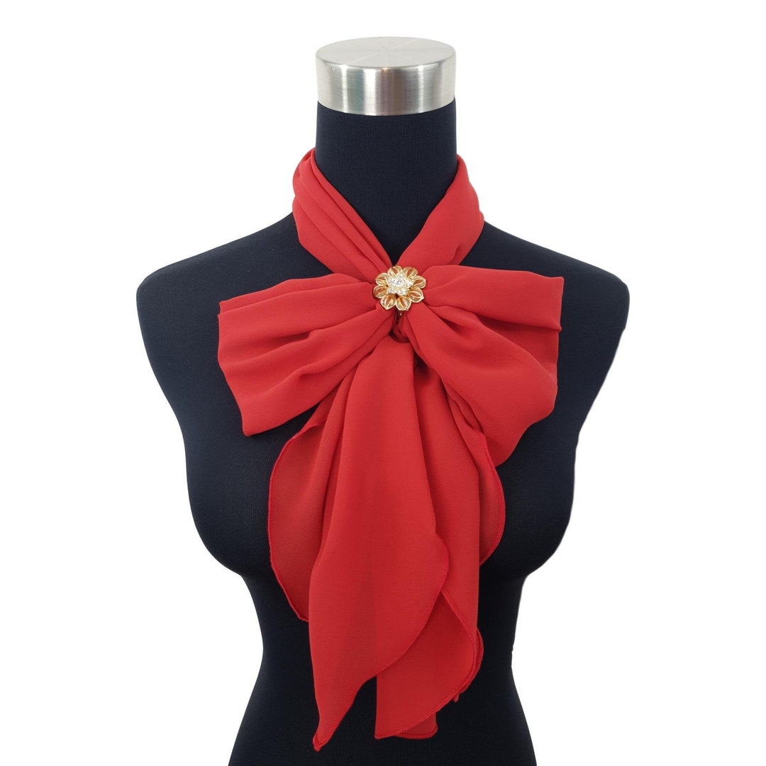 Womens Sheer Chiffon Neck Scarf and Trio Ring Boxed Gift Set red by