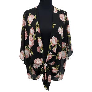 Evening Dress Shawl Wrap Sheer Chiffon Floral Cape Stole Cover Up Women's Formal Gown Wrap Shrug with Ring Accessory Set Gift for Her (Dusk)