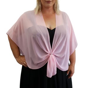 Wrap for Formal Gown Evening Dress Shawl Cover Up Shrug Sheer Chiffon Cape with Scarf Ring Accessory Set Gift for Her (Pink)