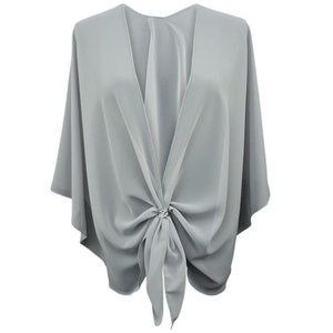 Evening Wrap Dress Shawl. Sheer Chiffon Cape and Scarf Ring Set for Formal Events (Silvery Grey) by eXcaped