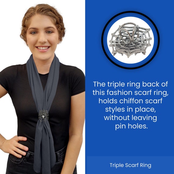 Cheap Fashion Trio Scarf Ring Silk Scarf Buckle Clip Slide Jewelry