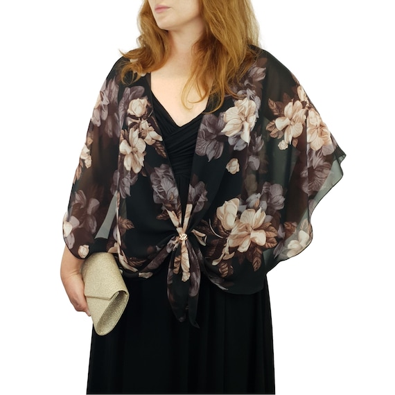 Buy Formal Shawl Wrap Floral Evening Dress Cover up Women's Sheer Chiffon  Cape Dressy Shawl Shrug and Ring Accessory Gift Set (evening Garden) Online  in India - Etsy
