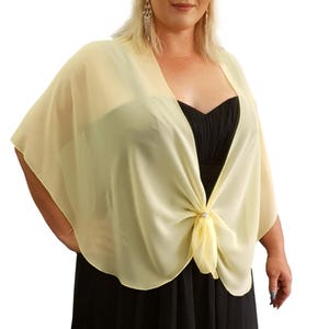 Wrap for Evening Dress Shawl Wrap Cover Up Shrug Bridesmaids Sheer Chiffon Cape and Scarf Ring Accessory Set Gift for Her (Lemon)