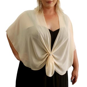 Shawl Wrap Sheer Chiffon Cape Evening Gown Wrap Cover Up with Scarf Ring Accessory Set Gift for Her (Maize)