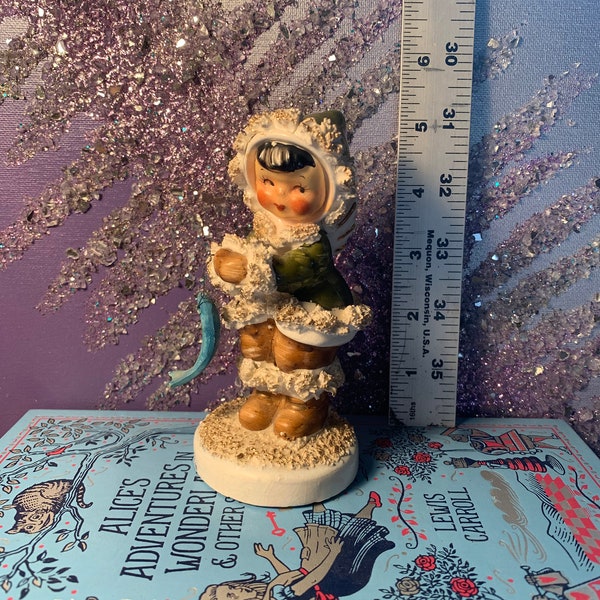 Réservé pour T vintage Sonsco (Semco, Norcrest, TMJ) Eskimo Angel Girl vintage Figurine Japan AS IS