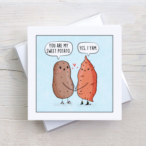 Sweet Potato Card, Pho Card, Valentines Day Cards, Valentines Day Card, Pun Cards, Funny Valentines Day Card, Anniversary Card, Food Pun