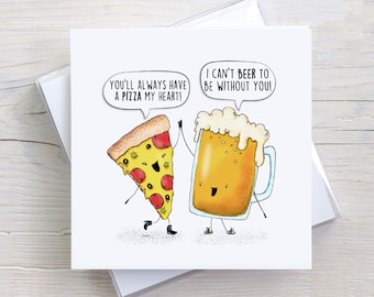 Pizza Love Card, Valentines Day Cards, Valentines Day Card, Pun Cards, Funny Valentines Day Card, Anniversary Card, Food Pun, Beer Card