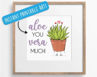 Printable Wall Art, Digital download, Cactus Print, Printable Art, Digital Art Download, Digital Download Prints, Kitchen Art, Aloe You