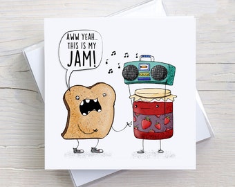 This is my Jam Card, Pun Cards, Funny Card, Food Puns, Foodie Gifts, Food Greeting Card, Toast and Jam Card, Funny Food Card