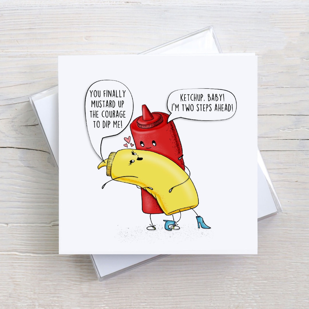 Condiment Love Card, Valentines Day Card, Pun Cards, Funny Valentines