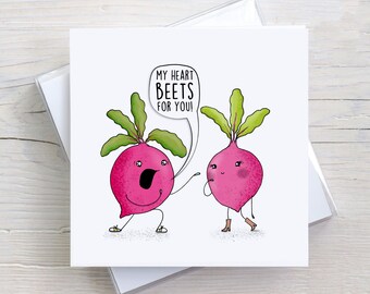 My Heart Beets for You Card, Valentines Day Cards, Valentines Day Card, Pun Cards, Funny Valentines Day Card, Anniversary Card, Food Puns