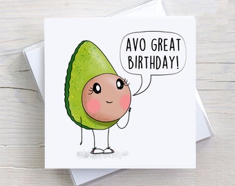 Avocado Birthday Card, Happy Birthday Card, Birthday Card, Funny Birthday Card, 30th Birthday Card, 40th Birthday Card, Avocado Card