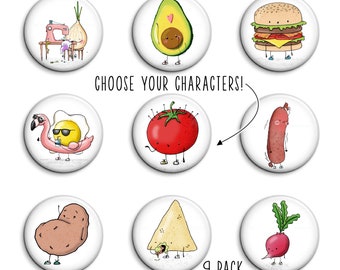 One Inch Buttons, Pack of 9, Choose your Design |  Pinback Buttons, Pinback Button, Buttons, Pin, Pins