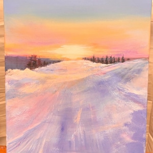 Winter painting Winter landscape Snow landscape Snow painting Original painting landscape painting Winter wall art Snow art Winter scene BC
