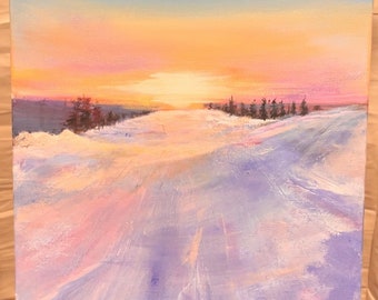 Winter painting Winter landscape Snow landscape Snow painting Original painting landscape painting Winter wall art Snow art Winter scene BC