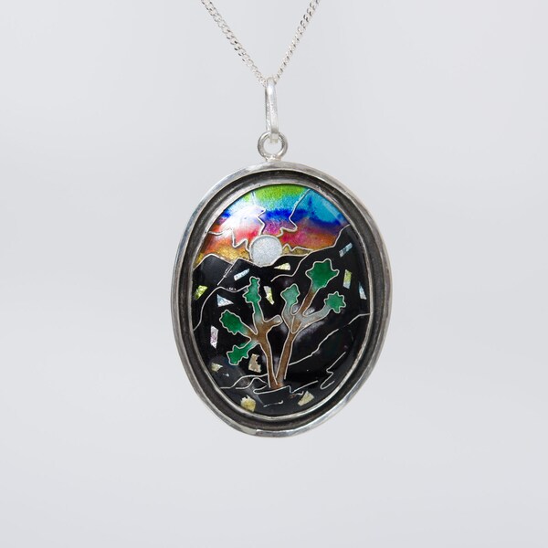 Cloisonné Enamel Pendant California Sunset Series Joshua Tree Design