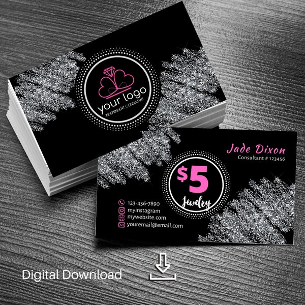 Jewelry Business Card design, Paparazzi Business Card Design, Printable business cards, Personalized business card  design