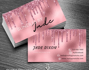 Hair bundles business card design, personalized business card design, printable business card design