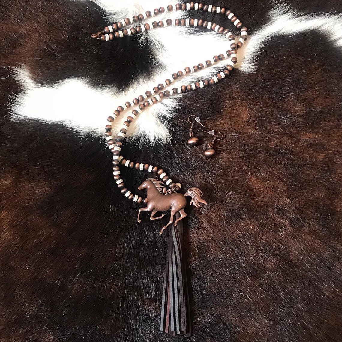 Horse tassel necklace set. Etsy