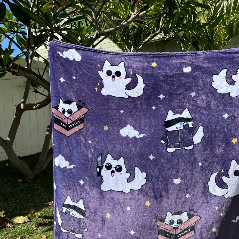 Sorcerer Cat Fleece Blanket SMALL Kawaii Blanket Cute Blanket Throw