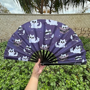 Sorcerer Cat Satin Fan | Rave Festival Accessory