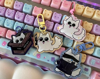 Sorcerer Cat Glitter Keychains | Anime Keychains | Kawaii Accessories | JJK