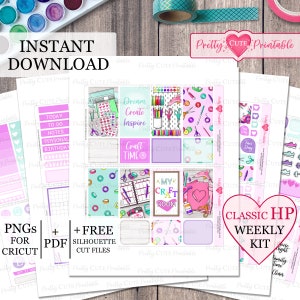 ARTS AND CRAFTS Printable Planner Sticker Kit/Classic Happy Planner Weekly Kit/Planning/Craft Room Stickers/Silhouette/Cricut Cut files