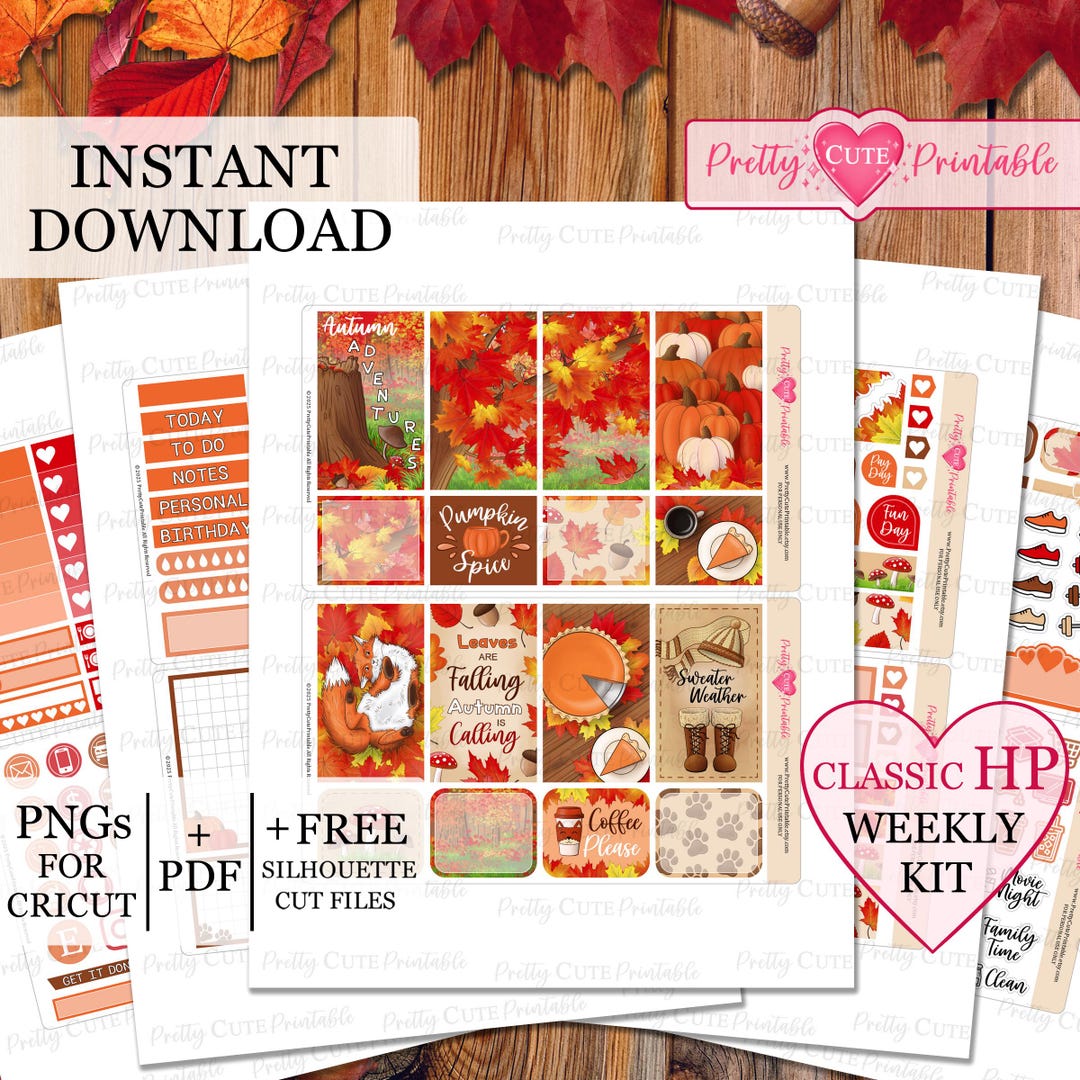 Cozy Fall Printable Planner Sticker Kit Autumn Classic Happy Planner ...