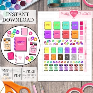 PLANEJADORES E DISCOS Adesivos de planejador imprimíveis/Happy Planner/Mini Planner/Discos de planejador/Livro de adesivos/Scrapbooking/Silhouette/Arquivos Cricut Cut