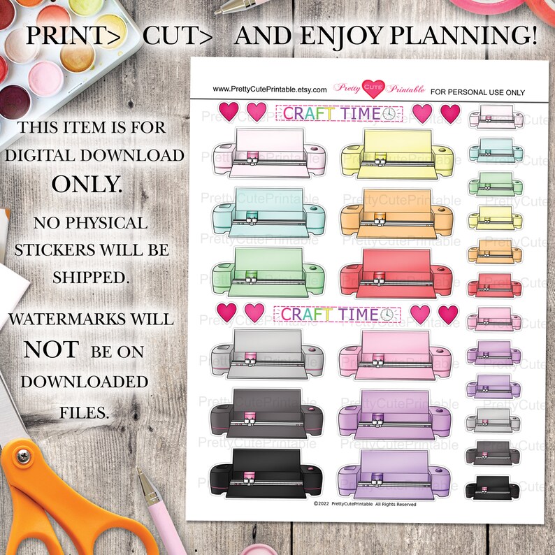 CRICUT MACHINE Printable Planner Stickers/cutting Machine/png/mini