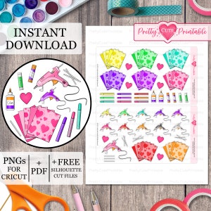 CONSTRUCTION PAPER Printable Planner Stickers/Craft Glue/Hot Glue Gun/Glitter Glue/Stick Glue/Crafting/Scrapbook/Silhouette/Cricut Cut files