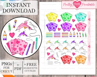 BYGGPAPPER Utskrivbara planeringsdekaler/Hobbylim/Limpistol/Glitterlim/Sticklim/Pyssel/Scrapbook/Silhuett/Cricut-klippfiler